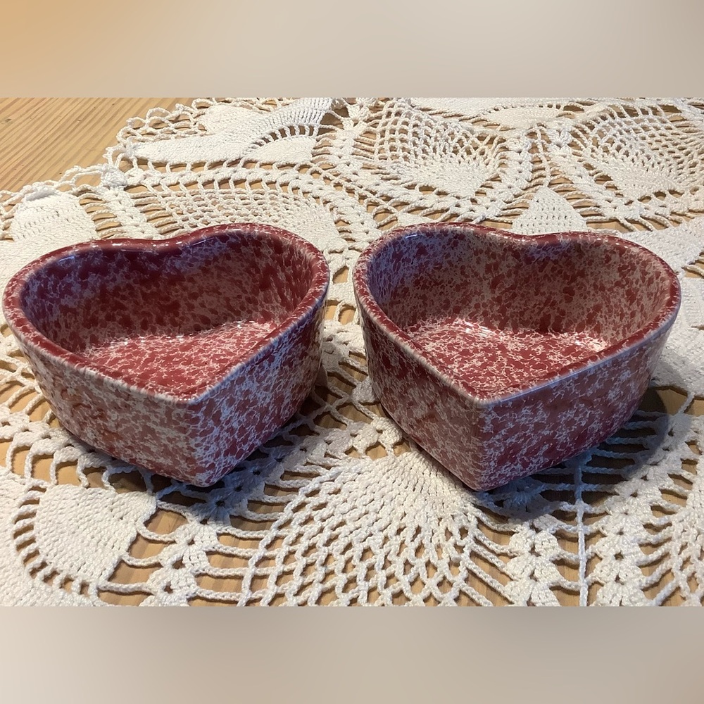 Coche Stoneware Heart-Shaped Red Ramekins Bowls